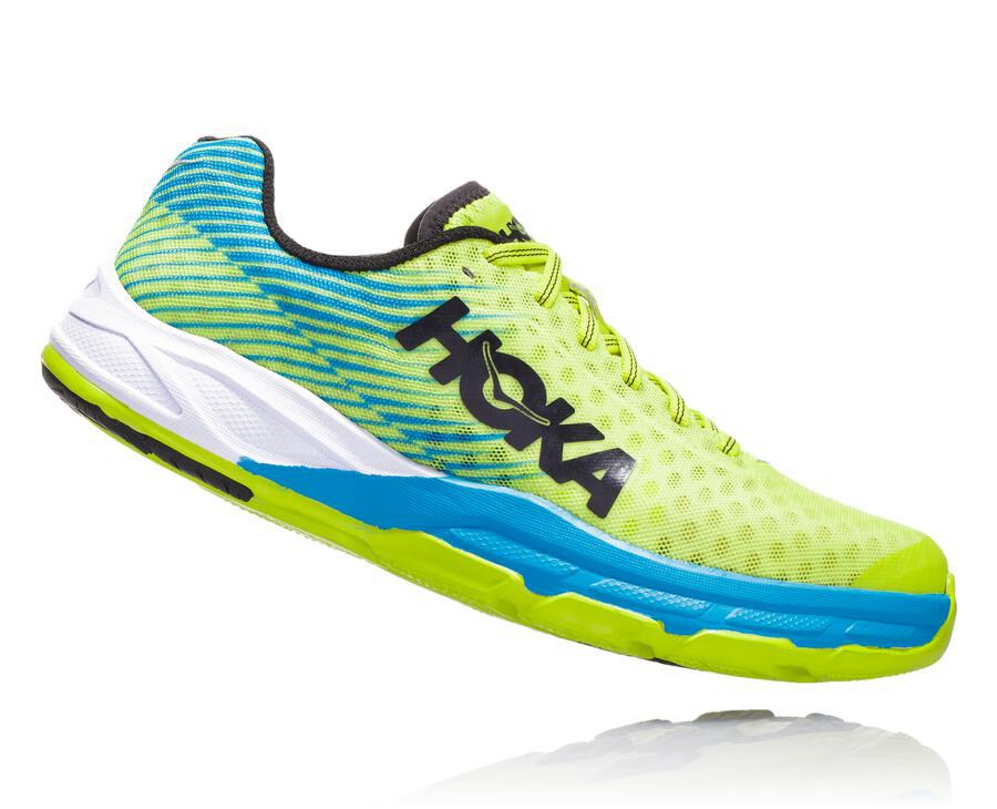 Hoka One One Koşu Ayakkabısı Erkek Yeşil/Mavi - Evo Carbon Rocket - QH6152487